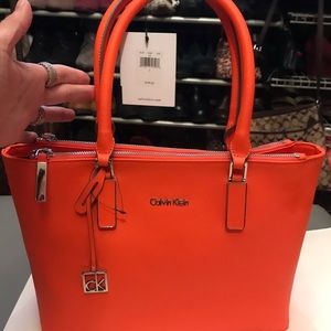 Calvin Klein Scarlett Leather Satchel